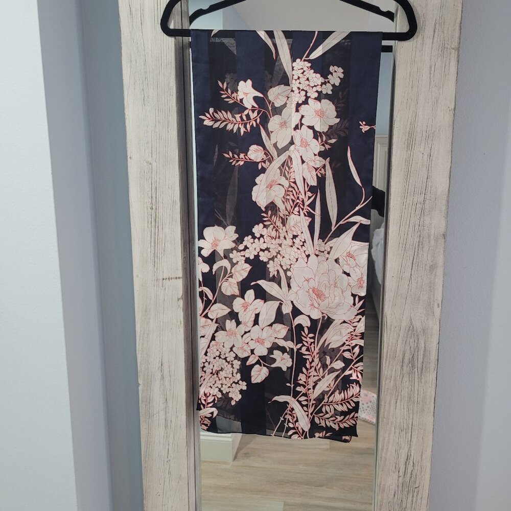 CEJON Women's Scarf Blue White Red Floral Chiffon Rectangle Scarf Nordstrom Wrap